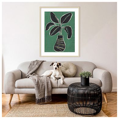 Jade Potted Palm I by June Erica Vess Wood Framed Wall Art Print