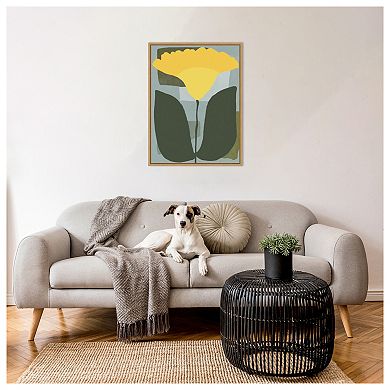 Big yellow bloom by Little Dean Framed Canvas Wall Art Print