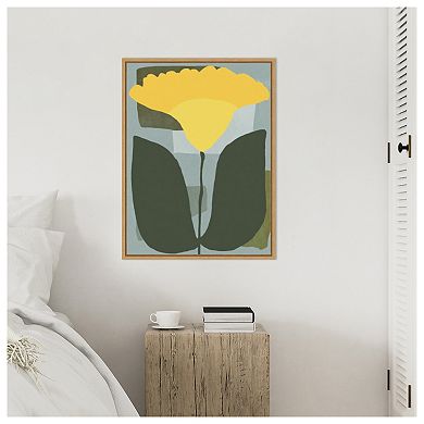 Big yellow bloom by Little Dean Framed Canvas Wall Art Print
