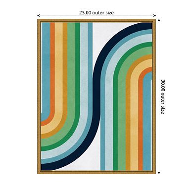 Colorful curved lines 2 by Vitor Costa Framed Canvas Wall Art Print