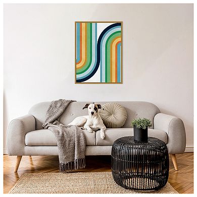 Colorful curved lines 2 by Vitor Costa Framed Canvas Wall Art Print