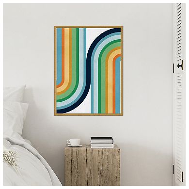 Colorful curved lines 2 by Vitor Costa Framed Canvas Wall Art Print