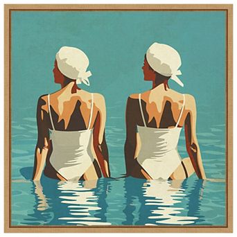 Two Friends At The Beach by Layla Oz Framed Canvas Wall Art Print