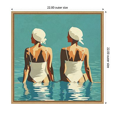 Two Friends At The Beach by Layla Oz Framed Canvas Wall Art Print