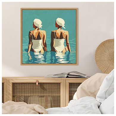 Two Friends At The Beach by Layla Oz Framed Canvas Wall Art Print