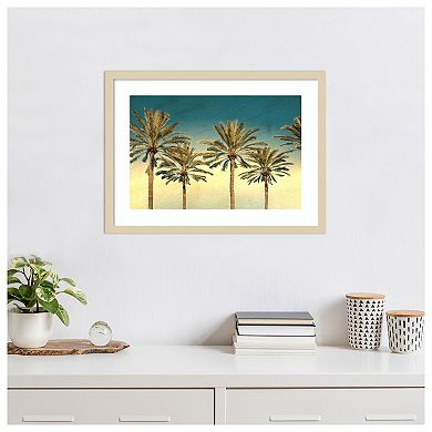 Distressed Palm Trees by Daniel Stein Wood Framed Wall Art Print