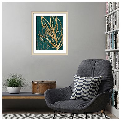 Burnished Jungle Leaves II by June Erica Vess Wood Framed Wall Art Print