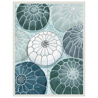Moroccan Street Poufs by Yvette St. Framed Canvas Wall Art Print