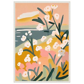 Flowers By The Sea by Treechild Framed Canvas Wall Art Print