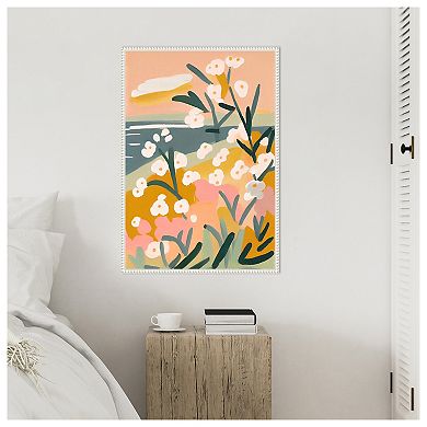 Flowers By The Sea by Treechild Framed Canvas Wall Art Print