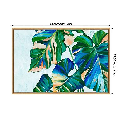Blue Tropical Leaves I by Alex Black Framed Canvas Wall Art Print