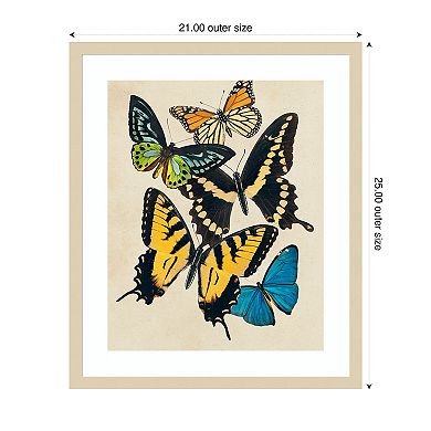 Collaged Butterflies II by Victoria Barnes Wood Framed Wall Art Print