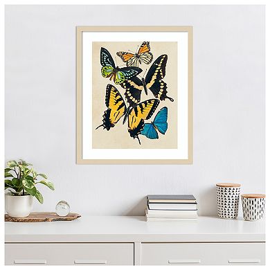 Collaged Butterflies II by Victoria Barnes Wood Framed Wall Art Print