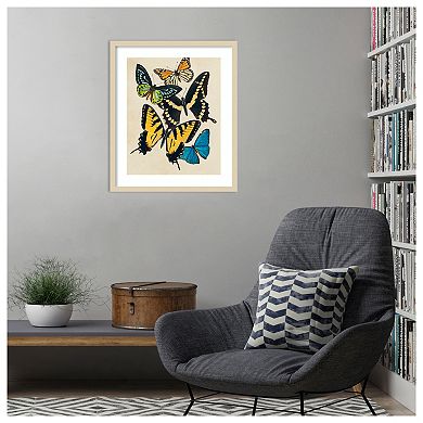 Collaged Butterflies II by Victoria Barnes Wood Framed Wall Art Print
