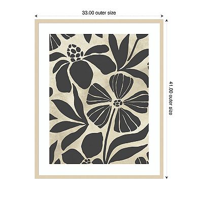 Linocut Garden I by June Erica Vess Wood Framed Wall Art Print