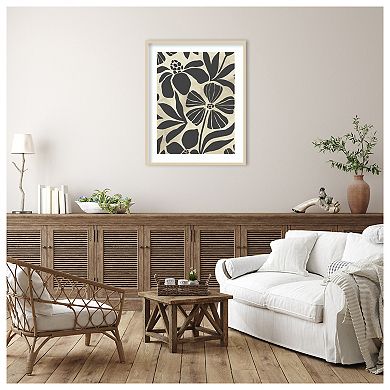 Linocut Garden I by June Erica Vess Wood Framed Wall Art Print