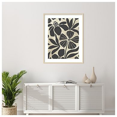 Linocut Garden I by June Erica Vess Wood Framed Wall Art Print