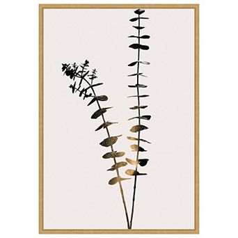 Beige Eucalyptus by Eins Kubistika Framed Canvas Wall Art Print