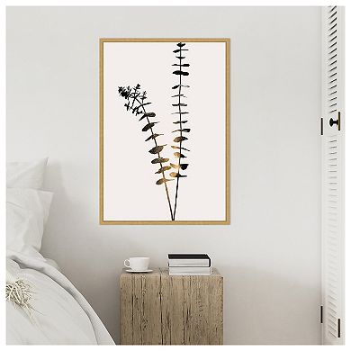 Beige Eucalyptus by Eins Kubistika Framed Canvas Wall Art Print