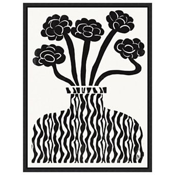 Vase and Flowers 03 by Roseanne Kenny Framed Canvas Wall Art Print