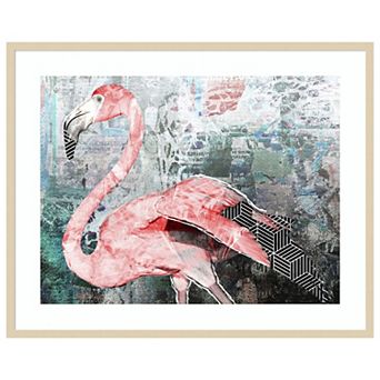 Pop Art - Flamingo by Inner circle Wood Framed Wall Art Print