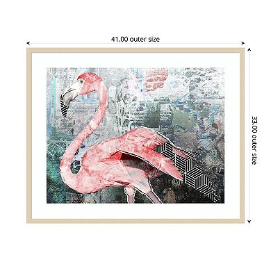Pop Art - Flamingo by Inner circle Wood Framed Wall Art Print