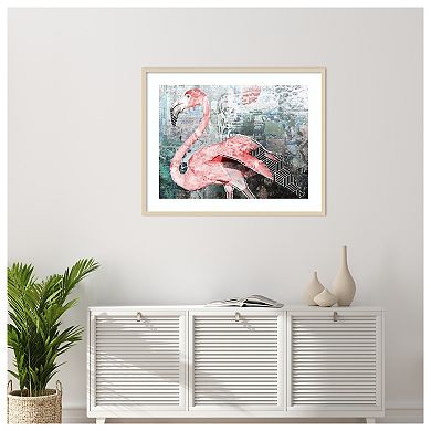 Pop Art - Flamingo by Inner circle Wood Framed Wall Art Print