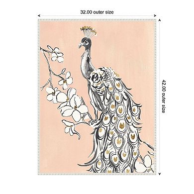 Beige Peacock II by Annie Warren Framed Canvas Wall Art Print