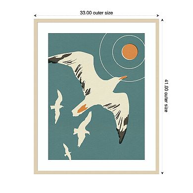 Seagull Block Print II by Jacob Green Wood Framed Wall Art Print