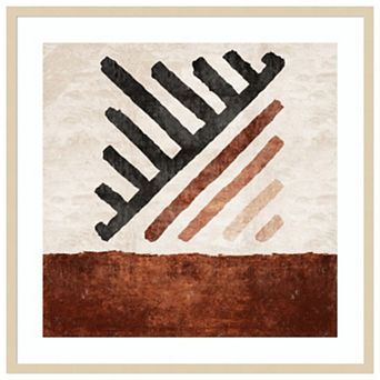 Geometric Striped Rug Tile by Emel Tunaboylu Wood Framed Wall Art Print