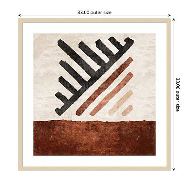 Geometric Striped Rug Tile by Emel Tunaboylu Wood Framed Wall Art Print