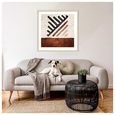 Geometric Striped Rug Tile by Emel Tunaboylu Wood Framed Wall Art Print