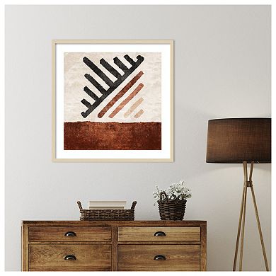Geometric Striped Rug Tile by Emel Tunaboylu Wood Framed Wall Art Print