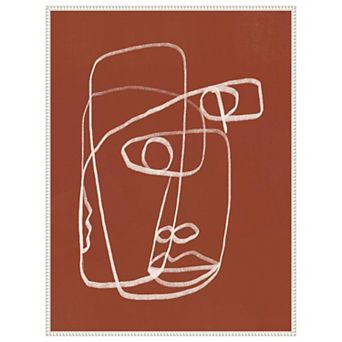 Line Art Abstract Portrait Terracotta 02 by Little Dean Framed Canvas Wall Art Print