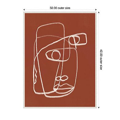 Line Art Abstract Portrait Terracotta 02 by Little Dean Framed Canvas Wall Art Print