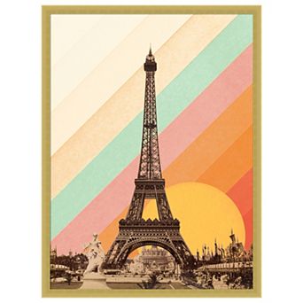 Eiffel Tower Rainbow by Florent Bodart Wood Framed Wall Art Print