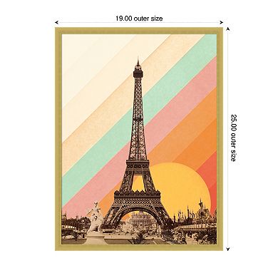 Eiffel Tower Rainbow by Florent Bodart Wood Framed Wall Art Print