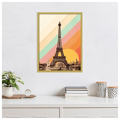 Eiffel Tower Rainbow by Florent Bodart Wood Framed Wall Art Print