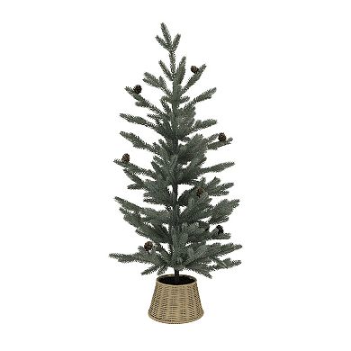 St. Nicholas Square® 36-Inch Artificial Pine with Woven Collar Vessel