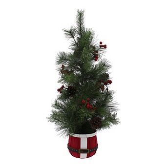 St. Nicholas Square® Artificial Tree with Berries & Santa Claus Vessel