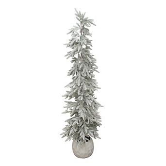 St. Nicholas Square® 5 ft. Artificial Flocked Pine Tree in Textured Pot
