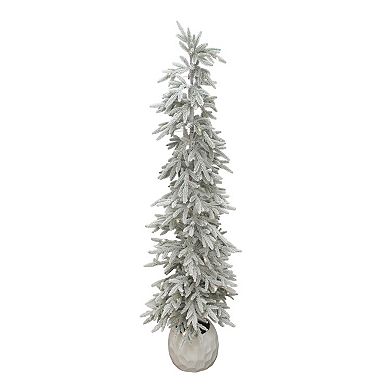 St. Nicholas Square® 5 ft. Artificial Flocked Pine Tree in Textured Pot