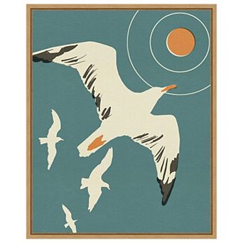 Seagull Block Print II by Jacob Green Framed Canvas Wall Art Print