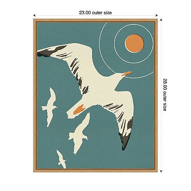 Seagull Block Print II by Jacob Green Framed Canvas Wall Art Print