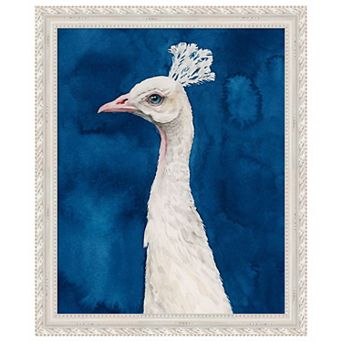 Snowy Peacock II by Grace Popp Wood Framed Wall Art Print