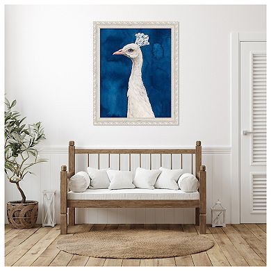 Snowy Peacock II by Grace Popp Wood Framed Wall Art Print