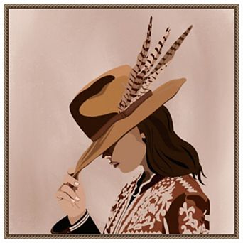 Dark Hair Feather Boho Special by Emel Tunaboylu Framed Canvas Wall Art Print