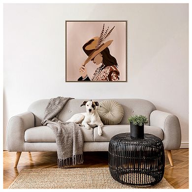 Dark Hair Feather Boho Special by Emel Tunaboylu Framed Canvas Wall Art Print