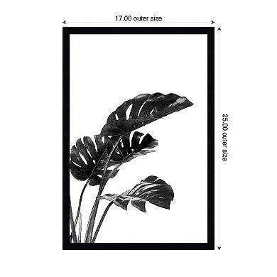 Monstera Black and White 03 by Amini54 Wood Framed Wall Art Print