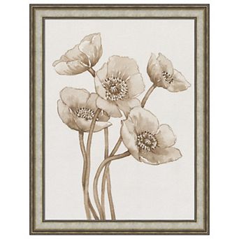 Poppies in Sepia II by Tim Otoole Wood Framed Wall Art Print